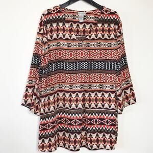 Catherines 3X Tunic Top V Neck 26 | 28 Wide Sleeve Blouse